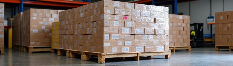 Palletized wine cases ready for Bay Area distribution from Santa Rosa hub